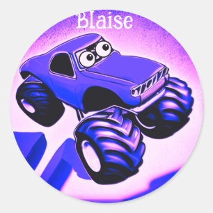 Sticker Rond Camion pourpre Monster