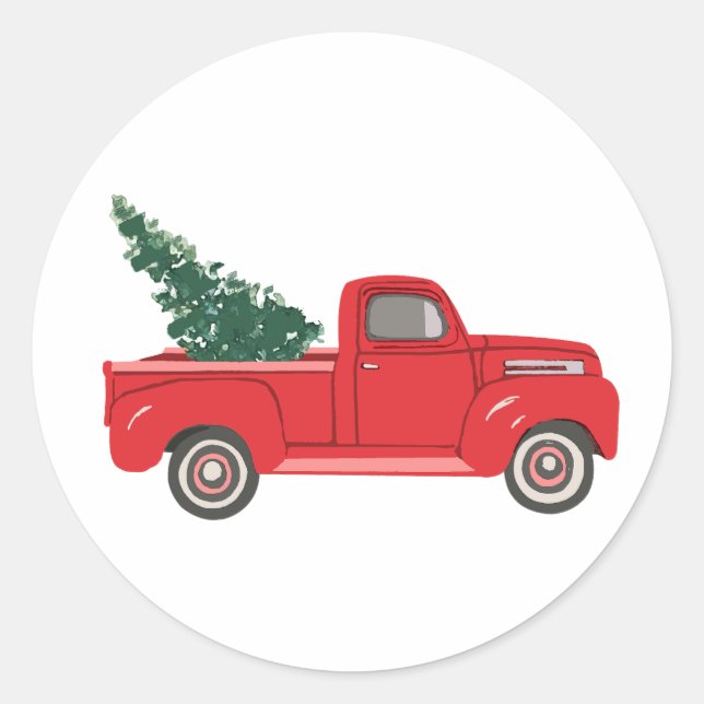 Sticker Rond Camion rouge avec peinture artistique (Devant)