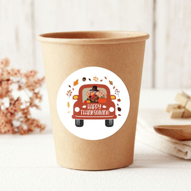 Sticker Rond Camion Turquie Bon thanksgiving migre (Créateur téléchargé)