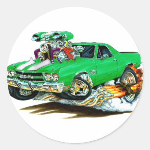 Sticker Rond Camion vert-blanc El Camino 1970