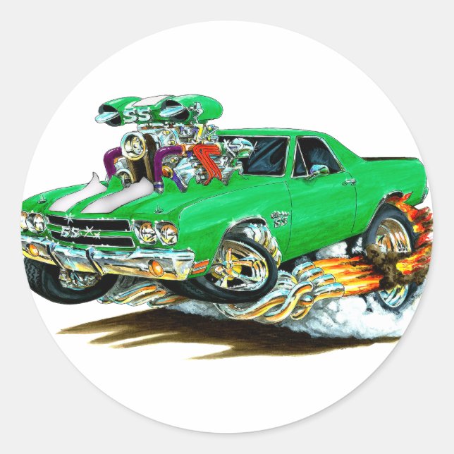 Sticker Rond Camion vert-blanc El Camino 1970 (Devant)