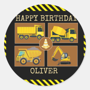 Sticker Rond Camions de construction CARRÉ ANNIVERSAIRE DE EN