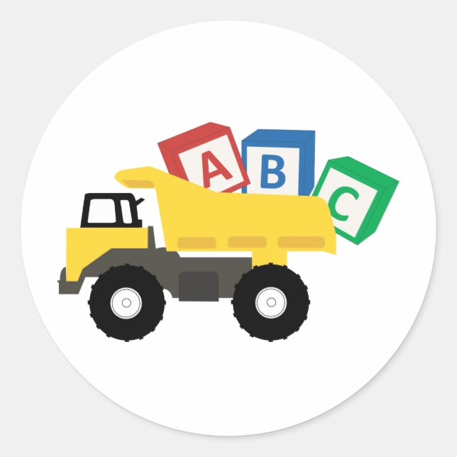 Sticker Rond Camions de construction de camions ABC Dump (Devant)