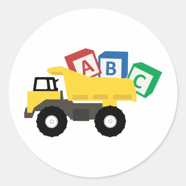 Sticker Rond Camions de construction de camions ABC Dump (Devant)
