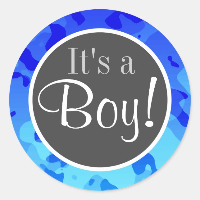 Sticker Rond Camo bleu électrique; Camouflage (Devant)