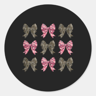 Sticker Rond Camo Coquette Bow Chasse Canard Enfants Filles Bow