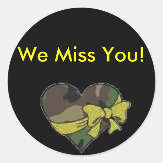 Sticker Rond Camo heart, We Miss You !