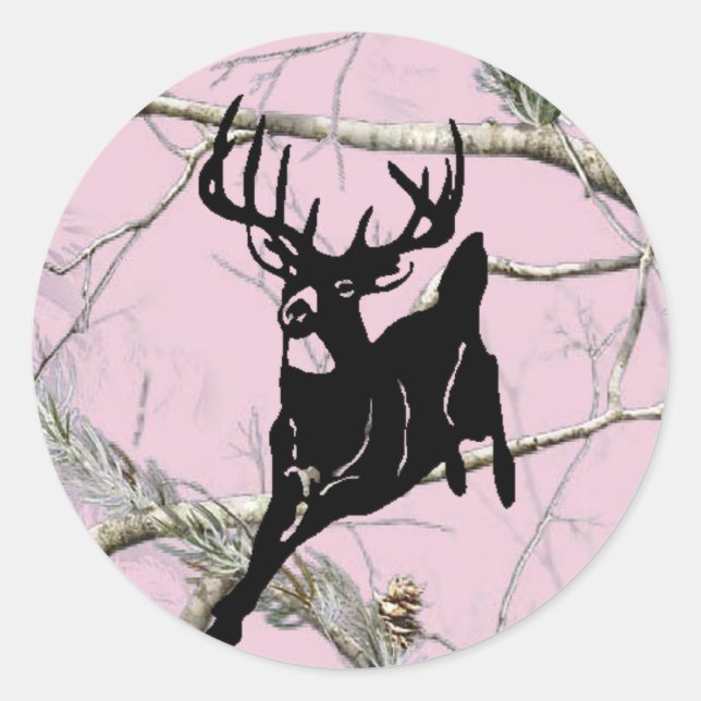 Sticker Rond Camo Rose Courir Buck (Devant)