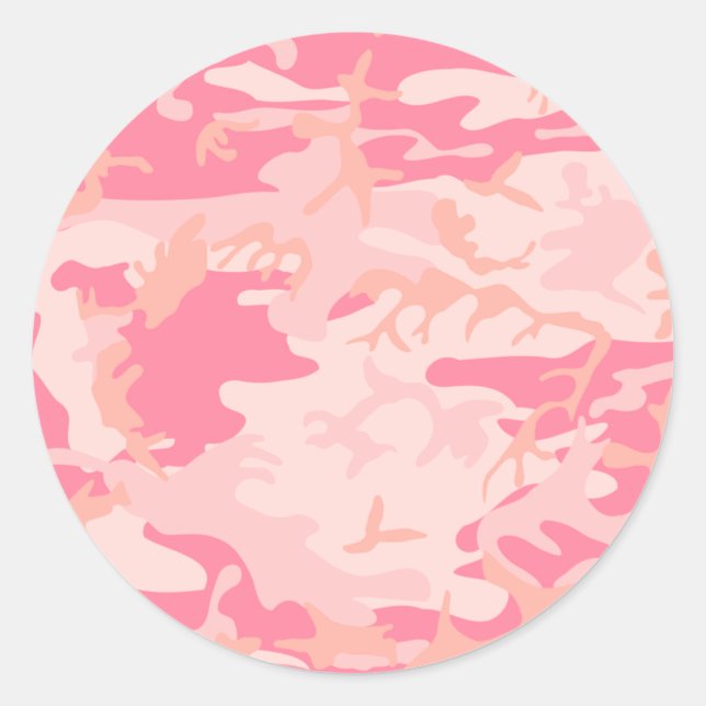 Sticker Rond Camo Rose Girly tendance élégant moderne (Devant)