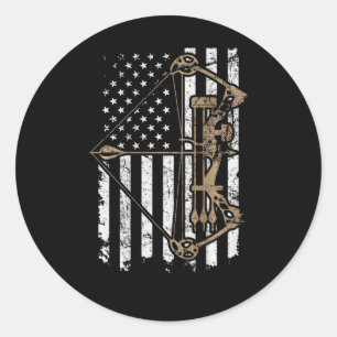 Sticker Rond Camo Usa Drapeau Tir à l'arc Composé Bow - Chasseu