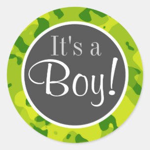 Sticker Rond Camo vert pomme ; Camouflage