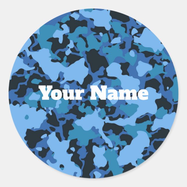Sticker Rond Camouflage bleu moderne  (Devant)