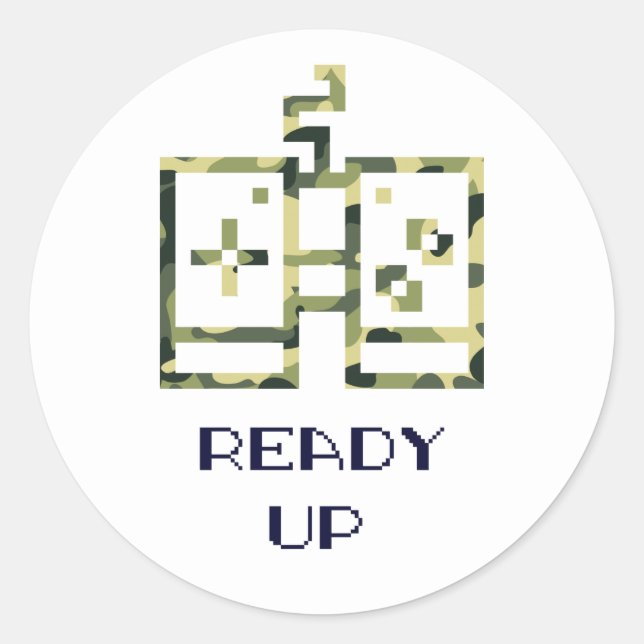 Sticker Rond Camouflage Contrôleur de jeu vidéo prêt Gamer (Devant)