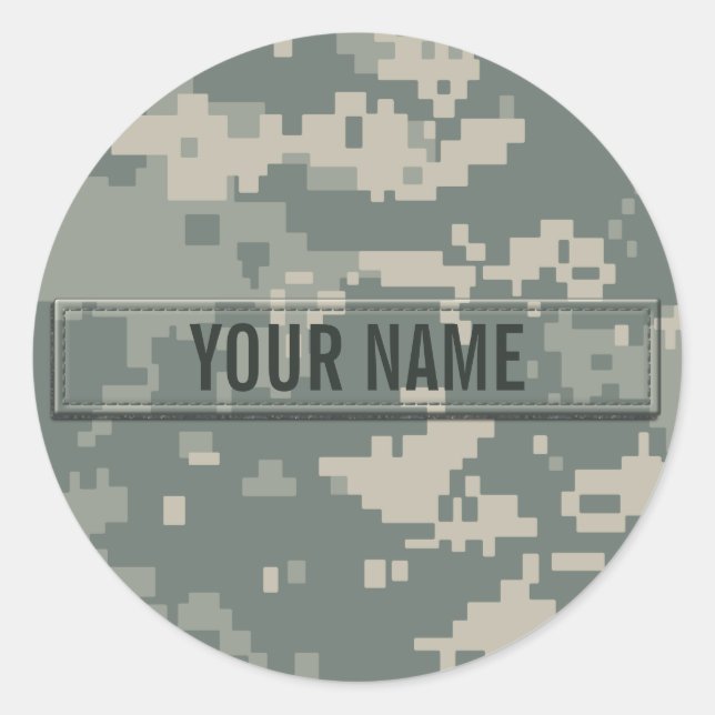 Sticker Rond Camouflage d'ACU d'armée personnalisable (Devant)
