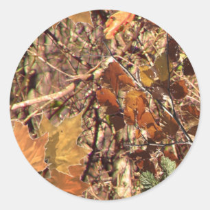 Sticker Rond Camouflage de Fall Forest Bush