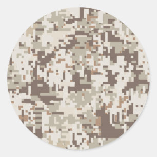 Sticker Rond Camouflage numérique de style beige du désert