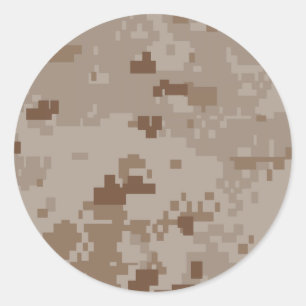 Sticker Rond Camouflage numérique du désert