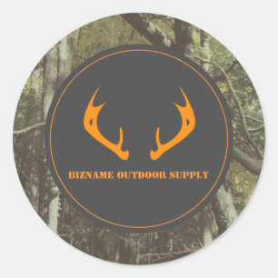 Sticker Rond Camouflage Orange Deer Antlers Extérieur Affaires