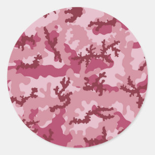 Sticker Rond Camouflage rose