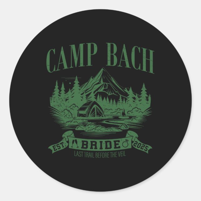 Sticker Rond Camp Bach Bride Randonnée Camping Enterrement de V (Devant)