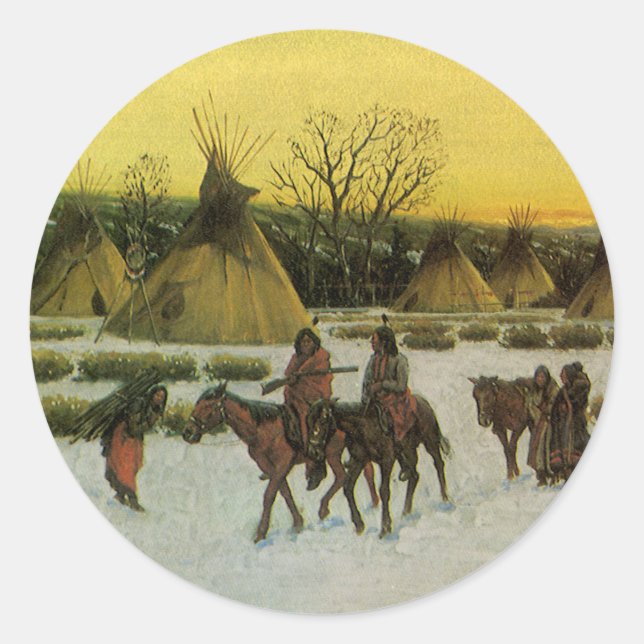 Sticker Rond Camp de Sioux à Wounded Knee par John Hauser (Devant)