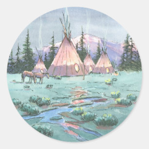 Sticker Rond CAMP de TIPI de FIN DE L'APRÈS-MIDI par SHARON