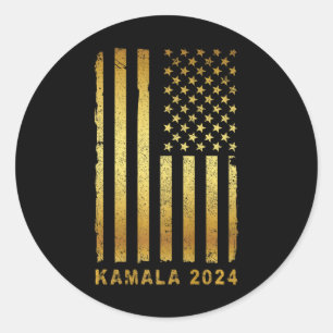 Sticker Rond Campagne du président Kamala Harris 2024 Retro Vin
