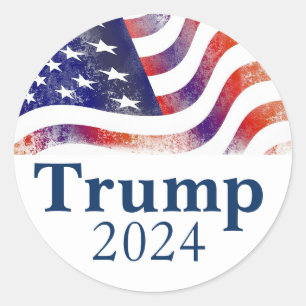Sticker Rond Campagne Trump 2024 - Drapeau américain