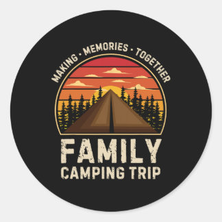 Sticker Rond Camper Camper vintage Camping Famille Voyage Campi