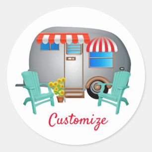 Sticker Rond Camper Caravane Teardrop Thunder_Cove