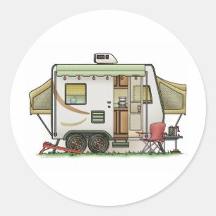 Sticker Rond Camper de remorque hybride extensible