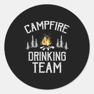 Sticker Rond Campfire Dragon Team Camping Lovers Camper