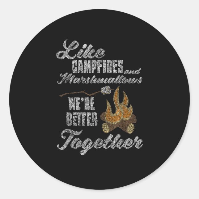Sticker Rond Campfire Marshmallows Better Together Distressed V (Devant)