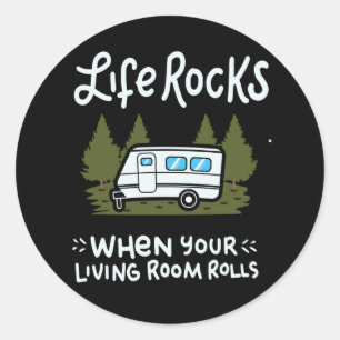 Sticker Rond Camping