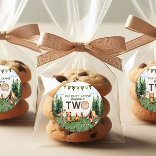 Sticker Rond Camping 2e fête d'anniversaire