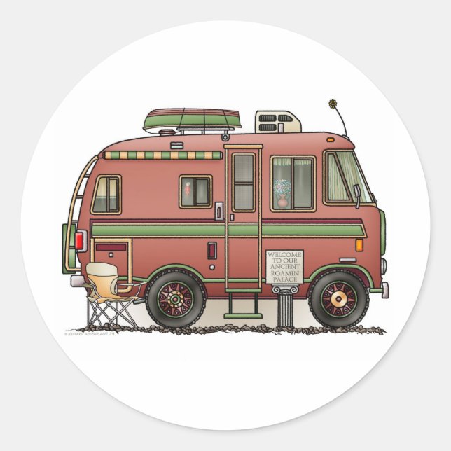 Sticker Rond Camping à moteur Travco RV (Devant)