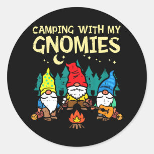Sticker Rond Camping Avec Mes Gnomies Drôle Gnomes Camper