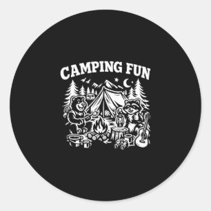 Sticker Rond Camping aventure amusante drôle feu de camp extéri