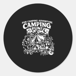 Sticker Rond Camping aventure amusante feu de camp drôle extéri