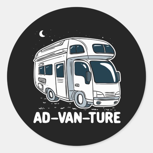 Sticker Rond Camping Aventure Camper Van (Devant)