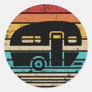 Sticker Rond Camping Caravan vintage
