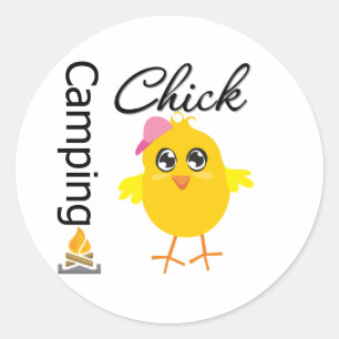 Sticker Rond Camping Chick