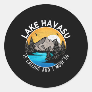 Sticker Rond Camping de pêche - Lac Lakeview Havasu
