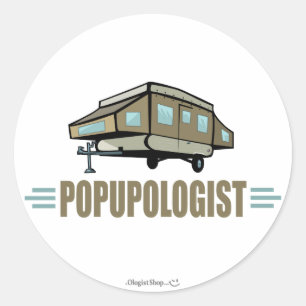 Sticker Rond Camping de pop up humoristique