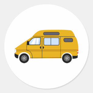 Sticker Rond Camping de santé jaune Van Haut Liberté mobile s