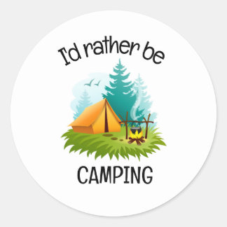 Sticker Rond Camping Design 