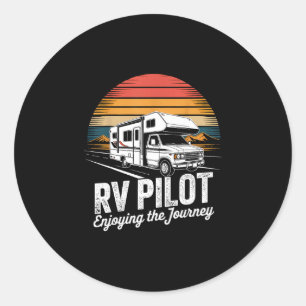 Sticker Rond Camping en camping-car pilote de camping-car profi