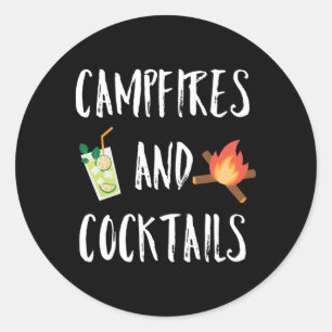 Sticker Rond Camping Et Cocktails En Plein Air Camg Et Boire