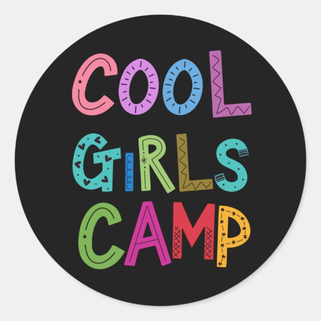 Sticker Rond Camping Filles cool Filles Filles Filles Femmes (Devant)