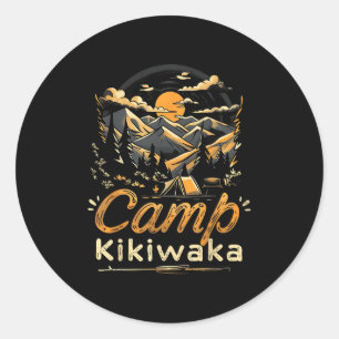 Sticker Rond Camping Kikiwaka Camper Randonnée Tente Forest Mou